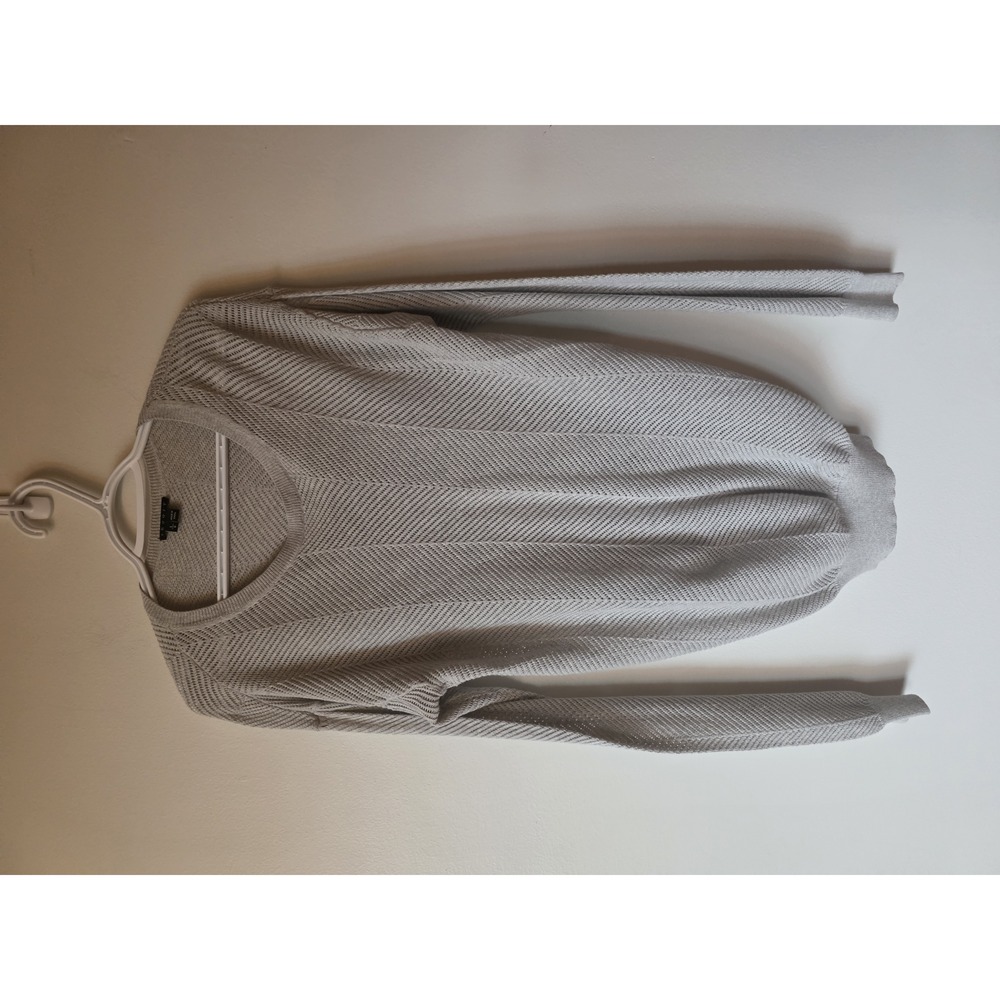 Theory Grey Open-Knit Chevron Sweater